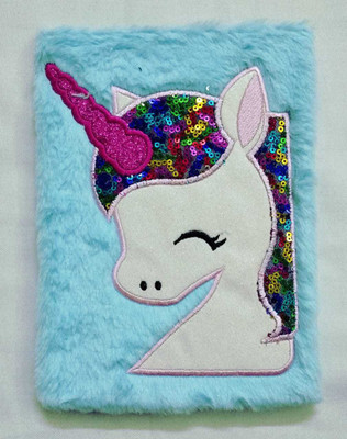 The Little Angels Unicorn Soft Plush Sequence Diary/Lovely Notebook Diary Regular Diary Ruled 100 Pages(Light Blue)