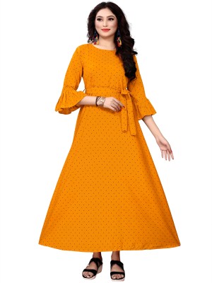 Hiral Creation Women Fit and Flare Yellow Dress