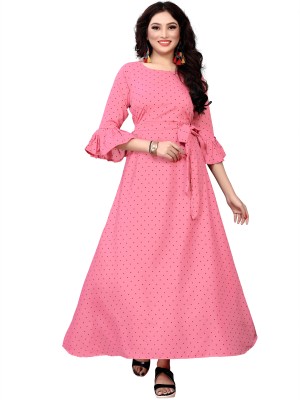 maruti fab Anarkali Gown(Pink)