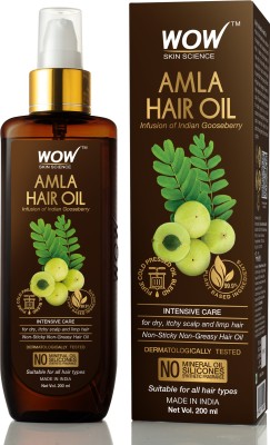 WOW SKIN SCIENCE Amla Hair Oil - Pure Cold Pressed Indian Gooseberry Oil - Intensive Hair Care - Non-Sticky & Non-Greasy - No Mineral Oil, Silicones, Synthetic Fragrance - 200mL Hair Oil(200 ml)