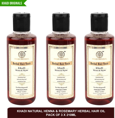 KHADI NATURAL henna & rosemary herbal hair oil - hair thickening oil(pack of 3)210ml Hair Oil(630 ml)