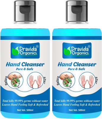 Dravida Organics Anti-Bacterial Alcohol Based  / Hand Cleanser Pack of 2 Hand Sanitizer Bottle(2 x 500 ml)