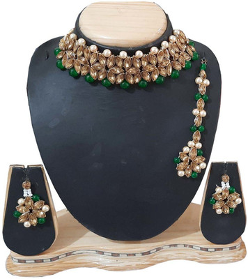 ANRA JEWEL Alloy Gold-plated Green, Gold Jewellery Set(Pack of 1)