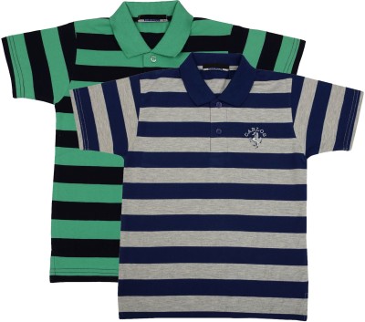 NeuVin Boys Striped Cotton Blend Regular T Shirt(Multicolor, Pack of 2)