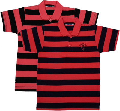 NeuVin Boys Striped Cotton Blend Regular T Shirt(Multicolor, Pack of 2)