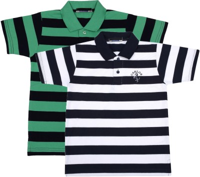 NeuVin Boys Striped Cotton Blend T Shirt(Multicolor, Pack of 2)