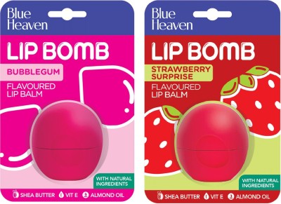 BLUE HEAVEN Lip Bomb Bubble Gum & Strawberry(Pack of: 2, 16 g)