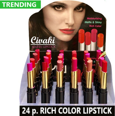 CIVAKI Trending Moisturzing Matte & Shiny Rich Color Lipstick Pack Of 24(Multicolor, 76.8 g)