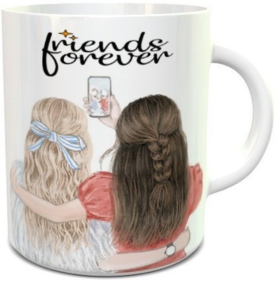 BlueBells Gifting Friends Forever Printed White Ceramic Coffee Mug(325 ml)