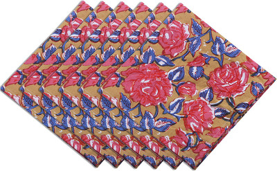 Texstylers Block Printed_napkins Multicolor Cloth Napkins(6 Sheets)