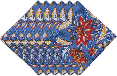 Texstylers Block Printed_napkins Blue Cloth Napkins(6 Sheets)