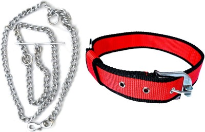 The Unique Dog Collar Chain Set. Collar-1 inch, Chain-10 No. weight-270g Best Quality( Small Size) for puppy. Dog Collar & Chain(Medium, RED)