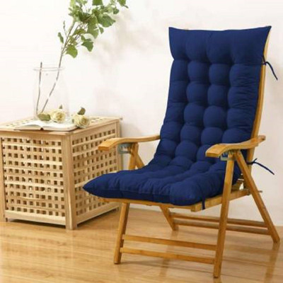 Santo Collection Cotton Chair Pad Pack of 1 Solid Soft Comfortable Luxury Chairpad(Navy Blue)