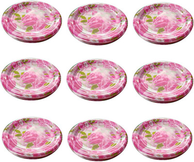 RELIUSMART SHINING PINK ROSE PRINTED PLATES FOR BIRTHDAY Quarter Plate(90 Quarter Plate)