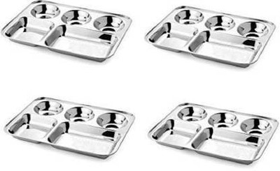 Nirvika Dinner/Lunch Plates (Bhojan Thali set of 4) Sectioned Plate(Pack of 4, Microwave Safe)