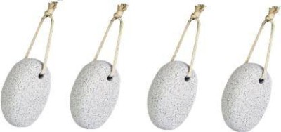 hitanshi enterprises PUMICE STONE SCRUBBER For Body and Foot - Oval Shape, White- PACK OF 4