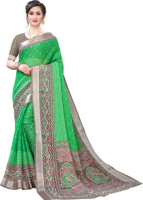 Ratnavati Printed Bollywood Art Silk Saree(Green)