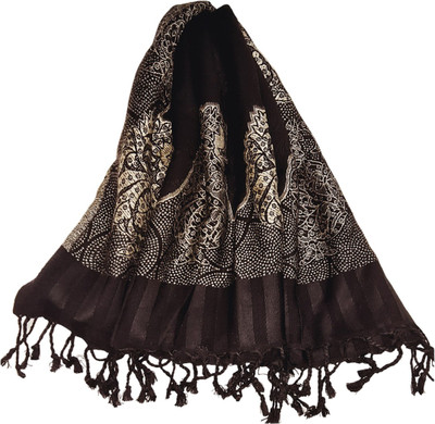MUKHAKSH Wool Embroidered Women Shawl(Black)