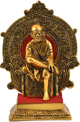 HOUZZPLUS Shirdi Sai Baba Metal Statue,Sai Baba Murti / saibaba idol for Home temple Decorative Showpiece  -  16 cm(Aluminium, Gold)