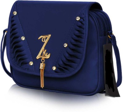People Creation Blue Sling Bag Latest Trend Party Wear Handbag & Sling Bag with Adjustable Strap for Girls and Women's