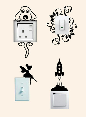 ALLURE 10.16 cm Switch Board Sticker Self Adhesive Sticker(Pack of 4)