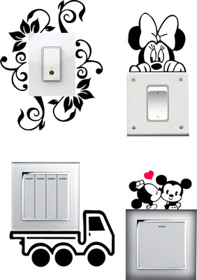 ALLURE 10.16 cm Switch Board Sticker Self Adhesive Sticker(Pack of 4)