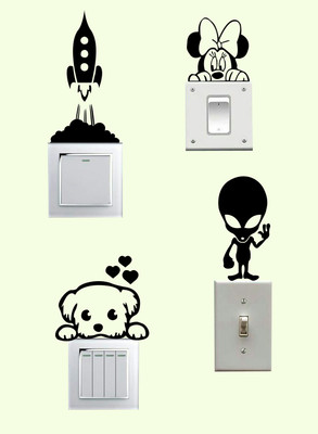 ALLURE 10.16 cm Switch Board Sticker Self Adhesive Sticker(Pack of 4)