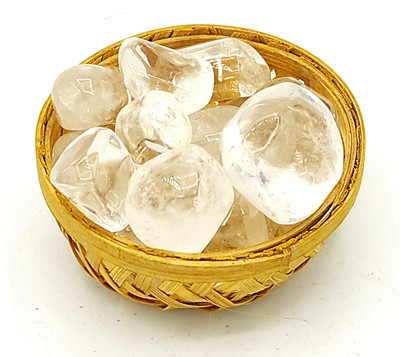 Plus Value Natural Crystal Quartz Pebbles Tumbled in Basket 200gm Regular Asymmetrical Crystal Pebbles(Clear 200 g)