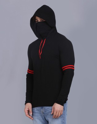 IESHNE LIFESTYLE Solid Men Hooded Neck Red, Black T-Shirt