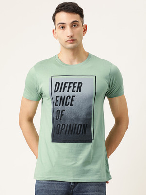 DIFFERENCE OF OPINION Printed Men Round Neck Green T-Shirt
