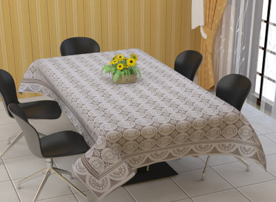 WiseHome Printed 6 Seater Table Cover(White, Polyester)