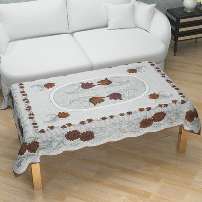CRIMSON Abstract 4 Seater Table Cover(Cream, Cotton)
