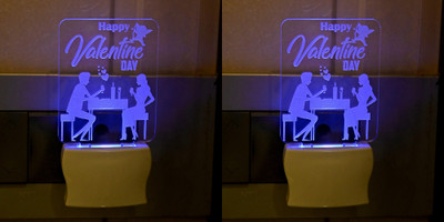 Somil 3D Illusion Effect Happy Valentine Day Multi Colour LED Night Lamp::Pack Of 2 Night Lamp(10 cm, Multicolor)