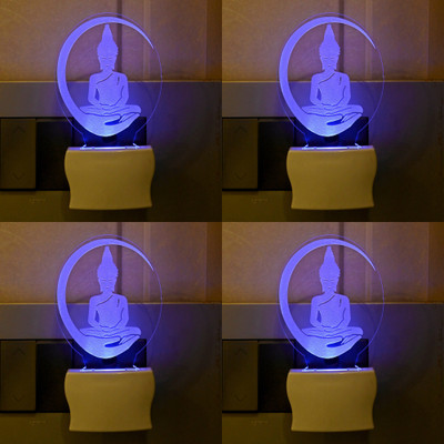 Somil 3D Illusion Effect Budh Bagwan Multi Colour LED Night Lamp::Pack Of 4 Night Lamp(10 cm, Multicolor)