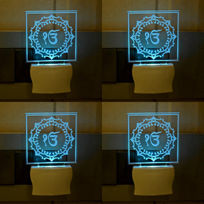 Somil 3D Illusion Effect Ek Onkar Multi Colour LED Night Lamp::Pack Of 4 Night Lamp(10 cm, Multicolor)