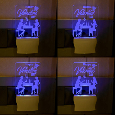 Somil 3D Illusion Effect Happy Valentine Day Multi Colour LED Night Lamp::Pack Of 4 Night Lamp(10 cm, Multicolor)