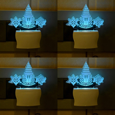 Somil 3D Illusion Effect Tample Multi Colour LED Night Lamp::Pack Of 4 Night Lamp(10 cm, Multicolor)
