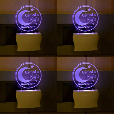 Somil 3D Illusion Effect Sweet Good Night Multi Colour LED Night Lamp::Pack Of 4 Night Lamp(10 cm, Multicolor)