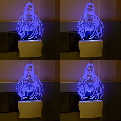 AFAST 3D Illusion Effect The God Multi Colour LED Night Lamp, Set Of Four Night Lamp(10 cm, Multicolor)