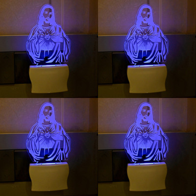 Somil 3D Illusion Effect The God Multi Colour LED Night Lamp::Pack Of 4 Night Lamp(10 cm, Multicolor)