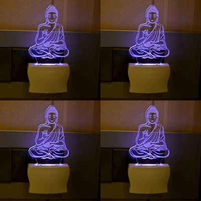 Somil 3D Illusion Effect Budh Bagwan Dhyanam Multi Colour LED Night Lamp::Pack Of 4 Night Lamp(10 cm, Multicolor)