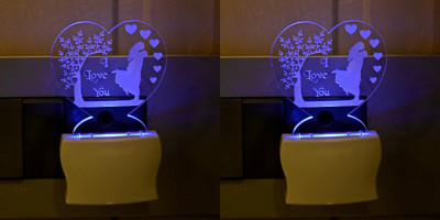 AFAST 3D Illusion Effect The Couple Multi Colour LED Night Lamp, Set Of Two Night Lamp(10 cm, Multicolor)