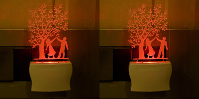 AFAST 3D Illusion Effect Dancing Couple Multi Colour LED Night Lamp, Set Of Two Night Lamp(10 cm, Multicolor)