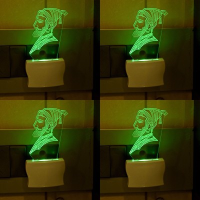 AFAST 3D Illusion Effect Chhatrapati shivaji Maharaj Multi Colour LED Night Lamp, Set Of Four Night Lamp(10 cm, Green)