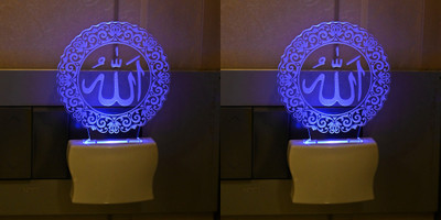 Somil 3D Illusion Effect Allha Center In Design Multi Color LED Night Lamp::Pack Of 2 Night Lamp(10 cm, Multicolor)