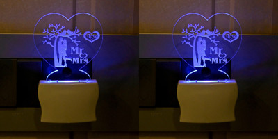 Somil 3D Illusion Effect The Sweet Couples Multi Colour LED Night Lamp::Pack Of 2 Night Lamp(10 cm, Multicolor)