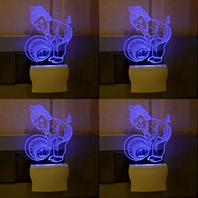 Somil 3D Illusion Effect Makanchor Krishna Multi Colour LED Night Lamp::Pack Of 4 Night Lamp(10 cm, Multicolor)