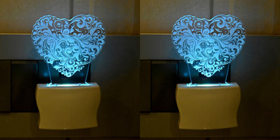 AFAST 3D Illusion Effect Desing Multi Colour LED Night Lamp, Set Of Two Night Lamp(10 cm, Blue)