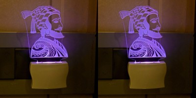 AFAST 3D Illusion Effect Chatrapati shivaji Maharaj Multi Colour LED Night Lamp, Set Of Two Night Lamp(10 cm, Pink)