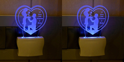 AFAST 3D Illusion Effect Pair Of Couple Multi Colour LED Night Lamp, Set Of Two Night Lamp(10 cm, Blue)